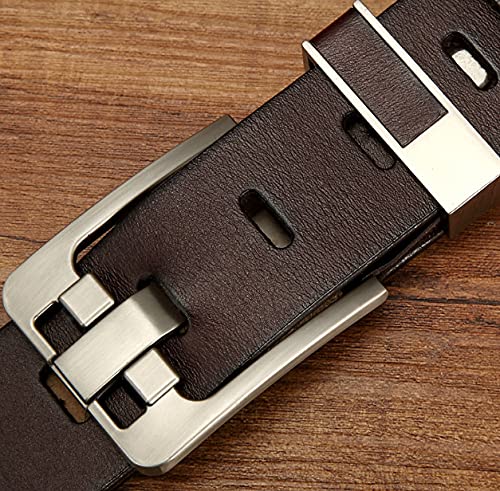 Men belts with exquisite packing box-Retro real cowhide leather belt-Suitable for both business and leisure (110CM)
