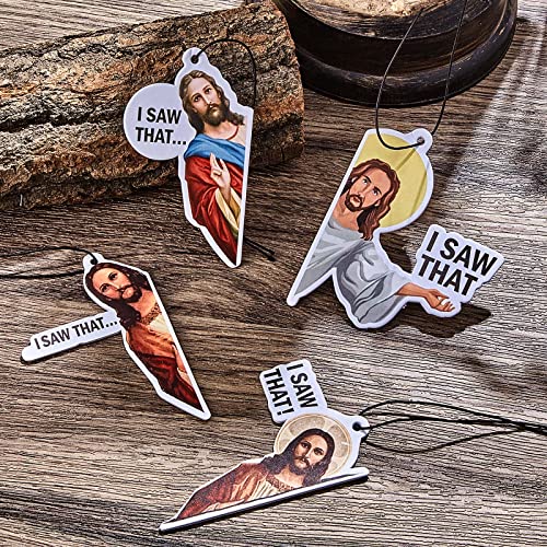 8 Pack Jesus I Saw That Car Air Fresheners Funny Hanging Air Fresheners Car Fresheners for Men Air Fresheners for Cars Cute Car Mirror Freshener Car Mirror Scented Hanging Accessories for Men Woman