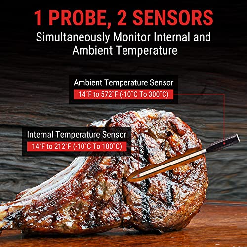 ThermoPro TempSpike 500FT Truly Wireless Meat Thermometer, Bluetooth Meat Thermometer for Grilling and Smoking, Meat Thermometer Wireless Probe for BBQ Oven Smoker Rotisserie Sous Vide