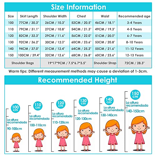 AUTOWT Mirabel Dress for Girls, Mirabel Costume with Bag, Cartoon Short Sleeve Outfits, Halloween Cosplay Magic Outfit for Girls Kids