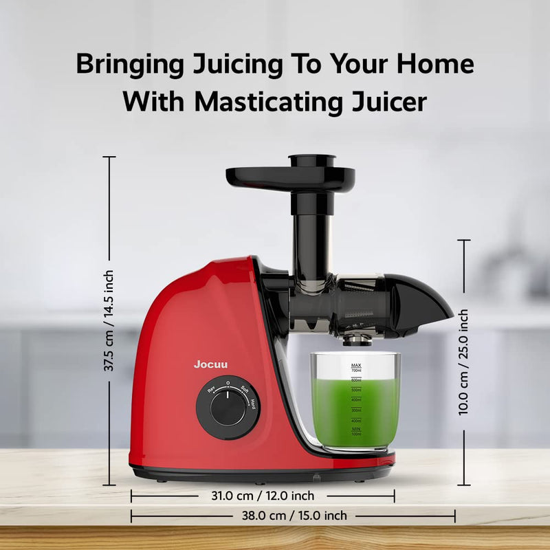 Jocuu Slow Masticating Juicer with 2-Speed Modes - Cold Press Juicer Machine - Quiet Motor & Reverse Function - Easy to Clean Juicer Extractor - Juice Recipes for Fruits & Vegetables (Light Green)
