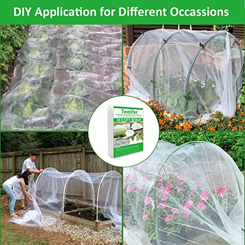 Toolifer Thickened Garden Netting, 10x33FT Garden Netting Pest Barrier for Greenhouse Garden Bed Cover, Durable Garden Mesh Netting Row Cover Protect Plant Fruit Vegetable Flower Crop from Bird Pest