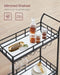 VASAGLE Bar Cart Black, Home Bar Serving Cart, Wine Cart with 2 Mirrored Shelves, Wine Holders, Glass Holders, for Kitchen, Dining Room, Black ULRC090B62