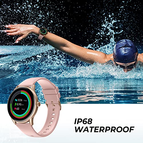 SoundPEATS Smart Watch Fitness Tracker with Heart Rate Monitor Sleep Quality Tracker for iPhone Android Phones, Customizable Watch Faces, IP68 Waterproof, Full Touch Screen Pink