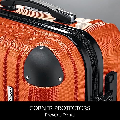 4 Piece Luggage Set Carry On Suitcase Traveller Bag Lightweight ABS Hard Shell & TSA Lock Orange