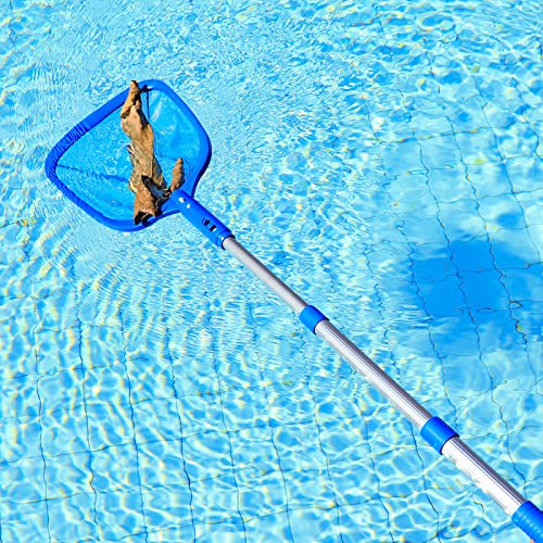 Pool Net with 3 Section Pole, 48 inch Pool Skimmer Net with Pole Total  Length, Pool Nets for Cleaning, Fine Mesh Net Pool Skimmer Net, Telescopic  Aluminum Pole, Great Pool Accessories
