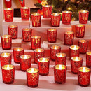 50 Pcs Votive Candle Holders Bulk Glass Votive Candle Holder Tealight Candle Holder Wedding Centerpiece for Table Home Birthday Anniversary Bridal Shower Party Decoration Reception (Red)