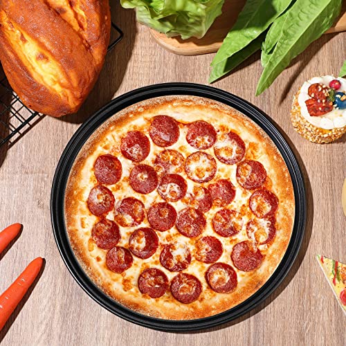 Meanplan 8 Pcs Round Pizza Pan Non Stick Bakeware Pizza Pan for Oven Heavy Duty Carbon Steel Pizza Pan Dishwasher Safe for Home Restaurant Kitchen Baking Supplies (10 Inch)