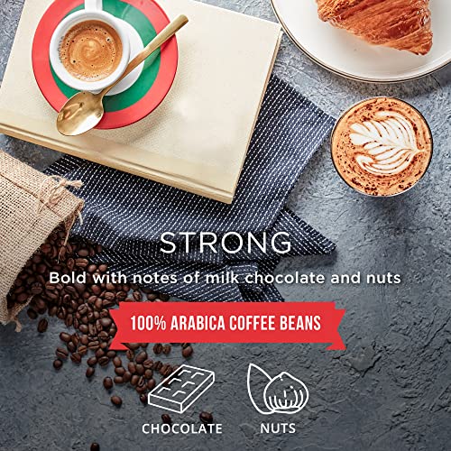 St Remio Strong Coffee Beans 500g. Medium Dark Roasted Bean. Arabica Strong Coffee Beans for Long Black, Latte, Cappuccino, Espresso Coffee Machines. Rainforest Alliance Certified Roasted Coffee