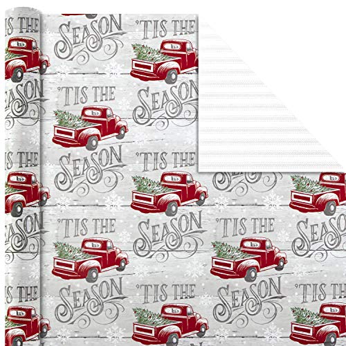 Hallmark 5JXW1034 Reversible Holiday Wrapping Paper Bundle, Winter Scene (Pack of 3, 120 sq. ft. TTL.)
