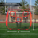 GoSports Football Trainer Throwing Net - Choose Between 8 ft x 8 ft or 6 ft x 6 ft Nets - Improve QB Throwing Accuracy - Includes Foldable Bow Frame and Portable Carry Case,Red