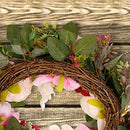 Door Wreath Floral Wreath Fake Flowers 15" Artificial Peony Wreath with Green Leaves Handmade for Farmhouse Welcome Door Wall Home Decor Office Pink