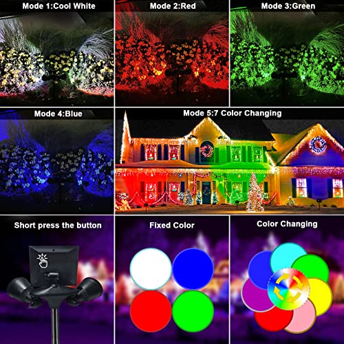 GUYULUX Solar Spotlights Outdoor Waterproof, 7-Color Cycling Landscape Light Dusk to Dawn, Stake Solar Lights Stay On All Night, Solar Uplights for Yard/Patio/Outside Decor/Halloween/Christmas, 2-Pack