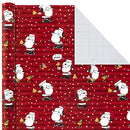 Hallmark Christmas Peanuts Wrapping Paper with Cut Lines on Reverse (Pack of 3, 105 sq. ft. TTL) Snoopy, Charlie Brown, Woodstock (5JXW1036)