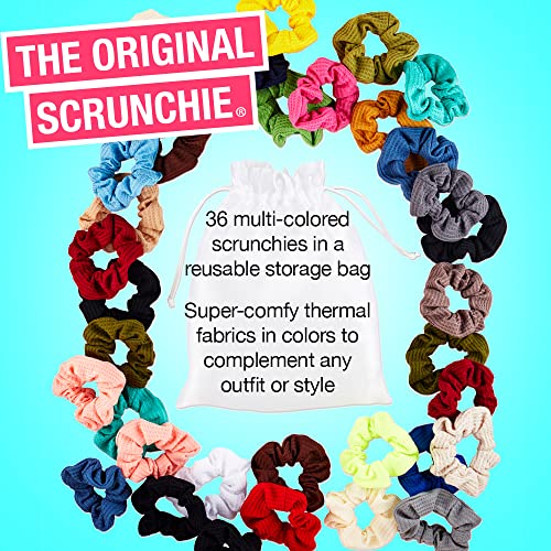 Conair Scunci by The Original Super Comfy Waffle Knit Scrunchie, Assorted Scrunchies 36 Count
