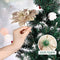TOYANDONA 12Pcs Christmas Glitter Poinsettia Flowers, Christmas Tree Flower Decorations Artificial Flowers with Stems and Clips for Wedding Party Wreath (Champagne)