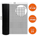 Zevemomo 24" x 50' 1/4inch Hardware Cloth Black Vinyl Coated Chicken Wire Fence Galvanized Welded Mesh Roll for Home Garden Rabbit Cage