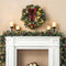 Glitzhome 2PK 6FT Glittered Pinecones and Berries Christmas Garland with 50 Warm White Lights and Timer for Christmas Holiday Party Hanging Decorations