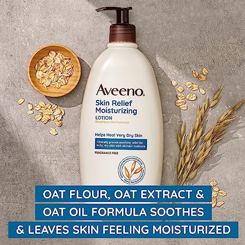 Aveeno Skin Relief Fragrance Free Body Lotion Shea Butter 72-Hour Intense Hydration Soothe Dry Itchy Sensitive Skin 354mL