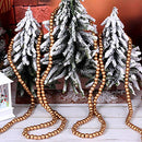 16 Feet Christmas Wood Bead Garland Wooden Bead Garland for Christmas Tree Holiday Decoration (Gold)