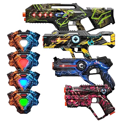 Laser Tag, Lazer Tag Sets with Gun and Vest Set of 4, Gift Ideals for Kids Age 8+ Year Old Cool Toys, Outdoor Game for Teenage Boys, Girls,Adults and Family