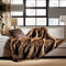 Luxury Plush Faux Fur Blanket King Size, Long Pile Brown with Black Tipped Blanket, Oversized Super Warm, Fuzzy, Elegant, Fluffy Decoration Blanket Scarf for Sofa, Armchair, Couch and Bed, 104"x90"