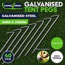 [40PCS] Garden Greens Galvanized Tent Pegs: Rust-Resistant, High Tensile, Easy to Install, Multi-Purpose 4mm x 215mm Pegs