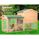 i.Pet Chicken Coop Large Rabbit Hutch, 138 x 49 x 85cm Coops Wooden Pet House Run Cage Walk in Guinea Pig Ferret Bunny Hen Chook, Outdoor Metal Door Roof Ladder Hatch Nestiong Box Farm