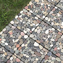 PURE ERA Natural Real Stone Interlocking Floor Deck Tiles Sliced Pebble Tile Indoor Outdoor Use 11.8”x11.8” (4Pcs, 4 sq. Ft, Sliced Mixed Color)- Great Upgrade to Patio Backyard Pathway