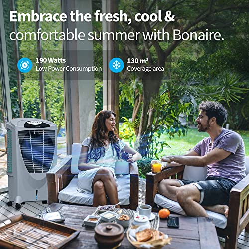 Bonaire Evaporative Air Cooler Portable Conditioner for Home, Office, Garage, Shops, Cafe, Patio, Outdoor with Powerful Air Flow, On/Off Timer, Winter56i Grey (56 Litres)