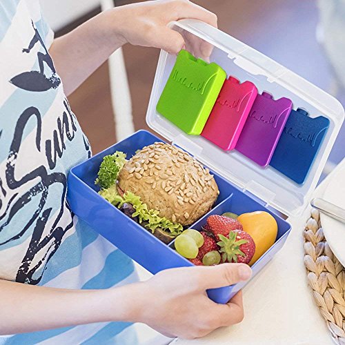 (Colorful) - WORLD-BIO Freezer Ice Blocks Pack for Cool Lunch Box Bag Cooler Kids Freezer Ice 4 Packs