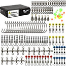 Croch 160pcs/box Fishing Accessories kit with Tackle Box,Including Jig Hooks, Bullet Bass Casting Sinker Weights, Different Fishing Swivels Snaps, Sinker Slides, Fishing Line Beads