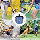 Dog Treat Pouch Bag with Dog Bowl, Pet Training Clicker Puppy Dog Training Snack Bag Built-in Poop Bag Dispenser Zipper Pocket with Adjustable Waist Belt Pouch Hand-Free for Dog Walking Training (Blue)