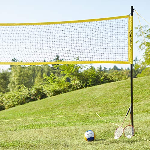 Amazon Basics Outdoor Volleyball and Badminton Combo Set with Net