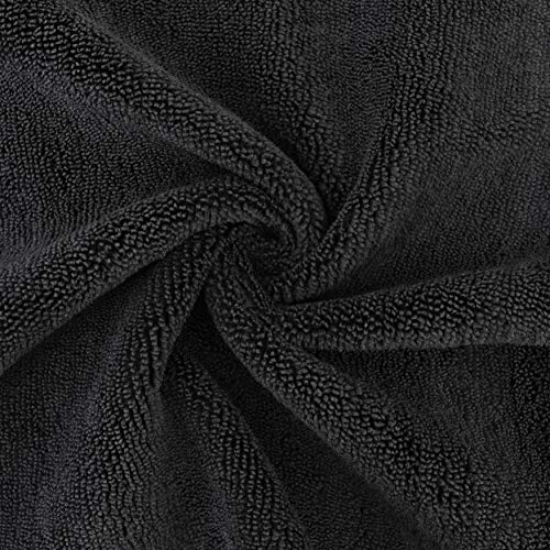 POLYTE Premium Microfiber Cleaning Towel,16 x 16 in, 12 Pack (Black)