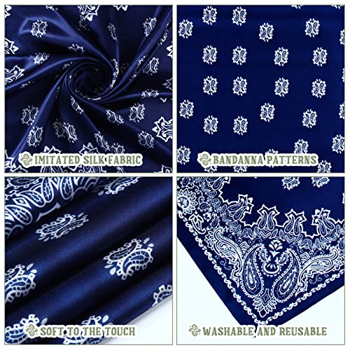 Zhanmai 8 Pcs 27.5 x 27.5 Inch Square Satin Head Scarves Women Silk Bandana Hair Scarves Hair Wrap Neck Scarf for Sleeping, Elegant Pattern, 27.56 x 27.56 inches