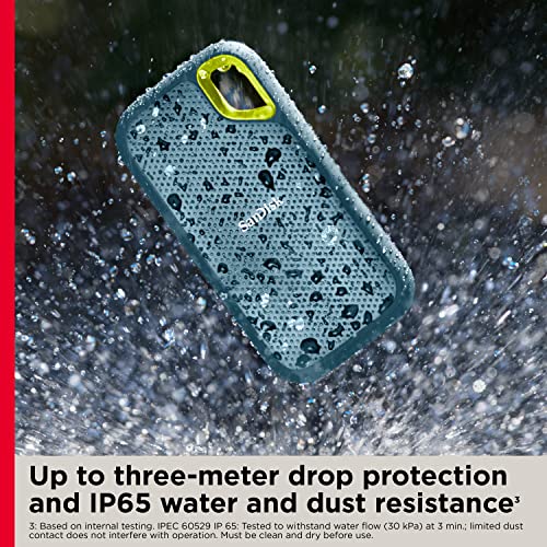 SanDisk 2TB Extreme Portable SSD - Up to 1050MB/s, USB-C, USB 3.2 Gen 2, IP65 Water and dust Resistance, External Solid State Drive, Monterey - SDSSDE61-2T00-G25M