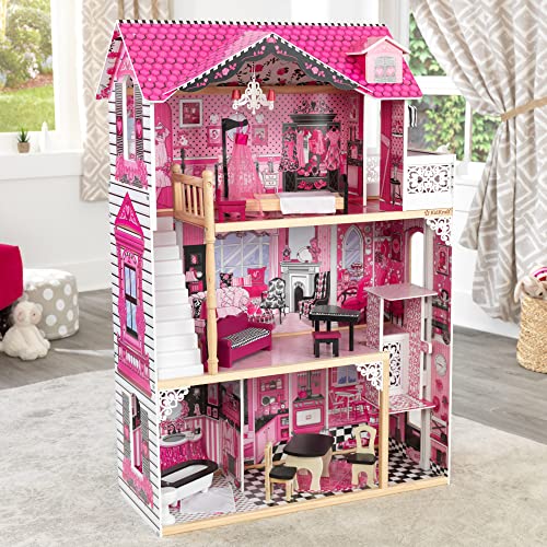 KidKraft Amelia Wooden Dolls House with Furniture and Accessories Included, 3 Storey Play Set with Lift for 30 cm/12 Inch Dolls, Kids' Toys, 65093