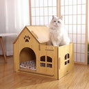 TOMVAES Cat House Indoor Cats with Padding Small Dog Cave Bed Cages Cat Bed Mat Cat Cave for Big Cat with Matching Cat Hammock and Cushion DIY Wooden Cat Villa Cave Entrance