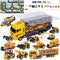 ZCOINS Construction Trucks 11 in 1 Vehicles with Car Met and Road Sign Sticker Car Toys for Over 3 Year Old Boys