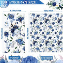 200 Pack Navy Blue Floral Napkins Disposable Hand Towels Blue and White Floral Napkins Disposable Paper Guest Napkins Decorative Paper Towels for Bathroom Wedding Birthday Baby Shower