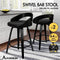 ALFORDSON Bar Stools 2X Swivel Counter Stool 64cm Seat Height Caden Kitchen Dining Chair Barstools with Footrest and Adjustable Leg Levelers for Home Bar Dining Room, All Black