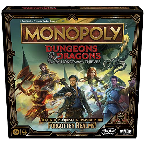 Monopoly Dungeons & Dragons: Honor Among Thieves Game, Inspired by The D&D Movie, Monopoly D&D Board Game for 2-5 Players, Ages 8 and Up