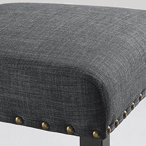 Roundhill Furniture Biony Gray Fabric Dining Chairs with Nailhead Trim Set of 2