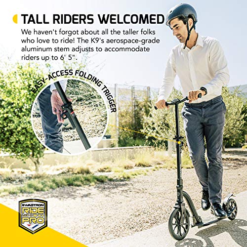 Swagtron K9 Commuter Kick Scooter for Adults, Teens | Foldable, Lightweight | Height-Adjustable for Riders up to 6'5", 220LB Max Load