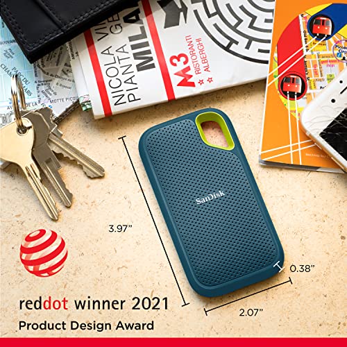 SanDisk 2TB Extreme Portable SSD - Up to 1050MB/s, USB-C, USB 3.2 Gen 2, IP65 Water and dust Resistance, External Solid State Drive, Monterey - SDSSDE61-2T00-G25M
