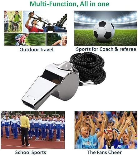 Whistle,Coach Whistles Metal Whistle with Lanyard, Loud Crisp Sound Sports Whistles for Referees, Coaches, Teachers, Polices, Training, Outdoor Sports, Survival, Emergency- 6 Pack