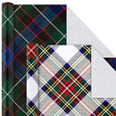 Hallmark Christmas Wrapping Paper Bundle with Cut Lines on Reverse, Plaid (Pack of 4, 120 sq. ft. TTL) Red and Black, Green and Blue, Red and Green Plaid, 4 Pack