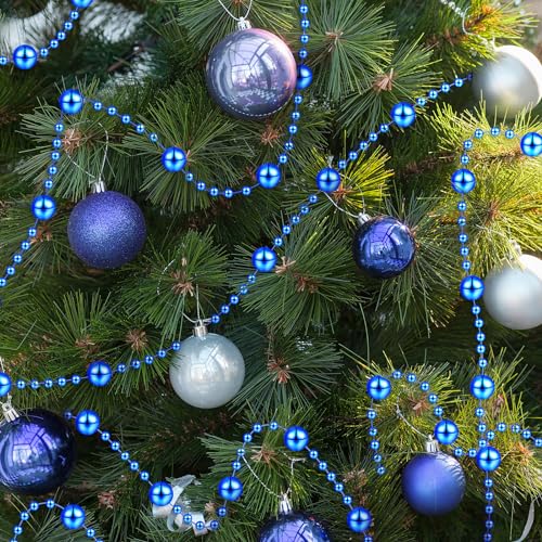 Pangda 65.6 Feet Christmas Tree Beads Garland Plastic Pearl Strands Chain for Christmas Wedding Decoration (Blue)