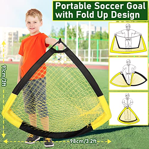 Happy Jump Soccer Goal for Backyard Pop Up Foldable Soccer Net for Children Gift (Black+Yellow, 5' x 3.6')